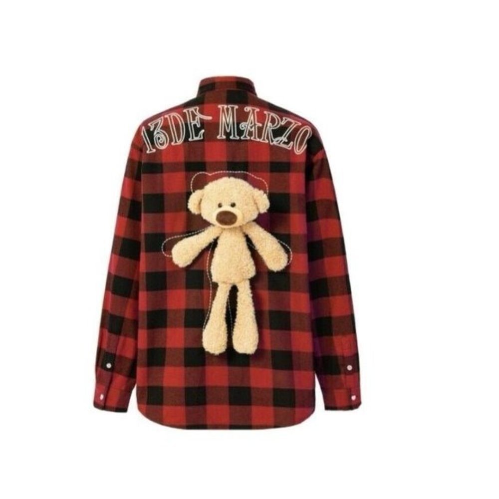 13de Marzo Teddy Bear Plaid Shirt Red13 DE MARZO S